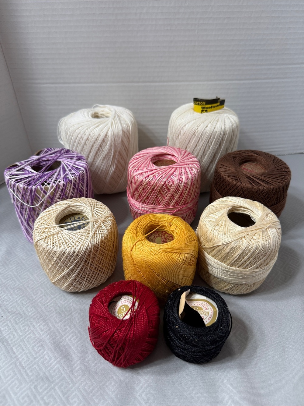 Vintage Assorted Crochet Thread Yarn Multiple Colors 9 Balls Various Amounts